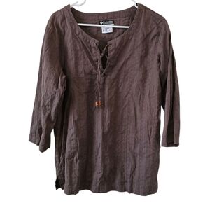 Columbia XL Boho Hippie Womens Tunic in Earthy Brown